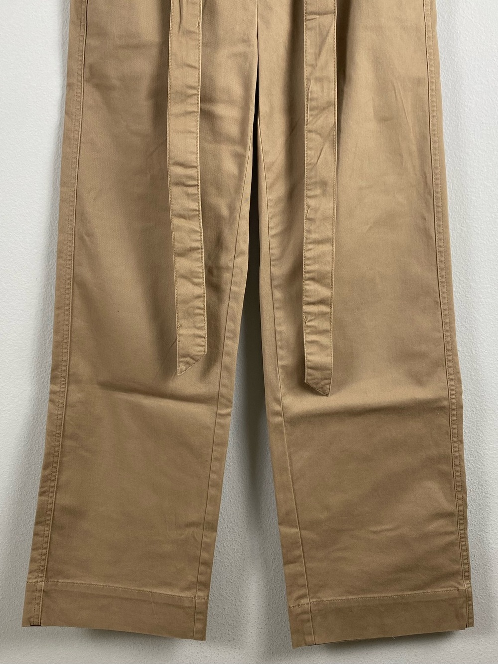 J. Crew Factory Twill Wide Leg Tie Waist Chino Pant | Camel - Picture 4 of 15